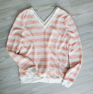 TULLE Anthropology Stripped V-Neck Sweater